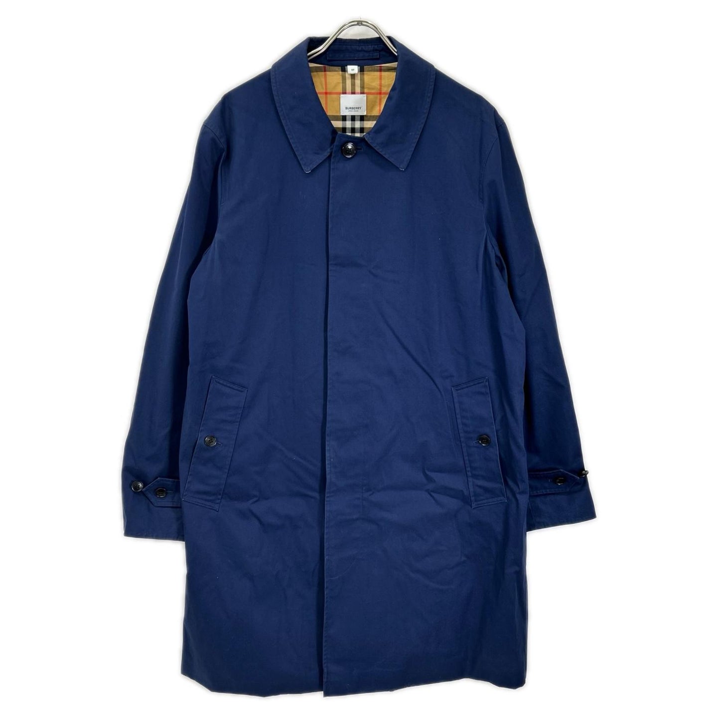 BURBERRY Nova Check Lined Fly Front Trench Coat Navy Size 50