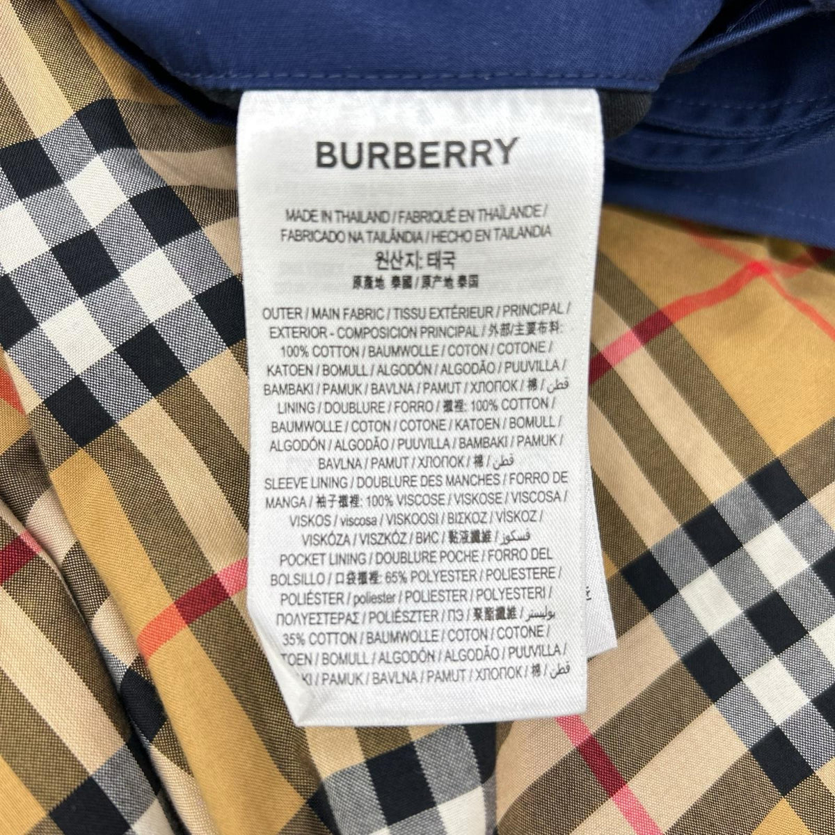 BURBERRY Nova Check Lined Fly Front Trench Coat Navy Size 50