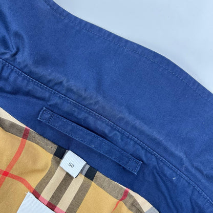 BURBERRY Nova Check Lined Fly Front Trench Coat Navy Size 50