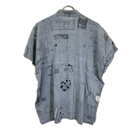 Porter Classic Gray Cotton Linen Kurata Blouse Size XL