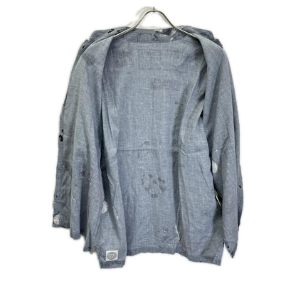 Porter Classic Gray Cotton Linen Kurata Blouse Size XL