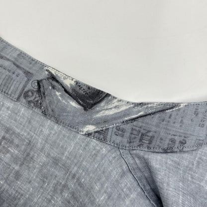 Porter Classic Gray Cotton Linen Kurata Blouse Size XL