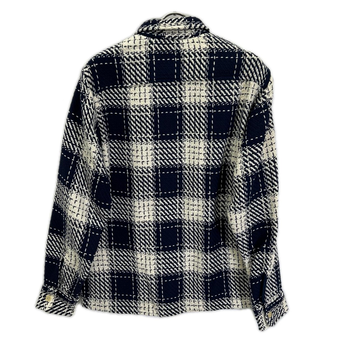 WAX Whiting Overshirt Check Cotton Jacket Navy/White Size M