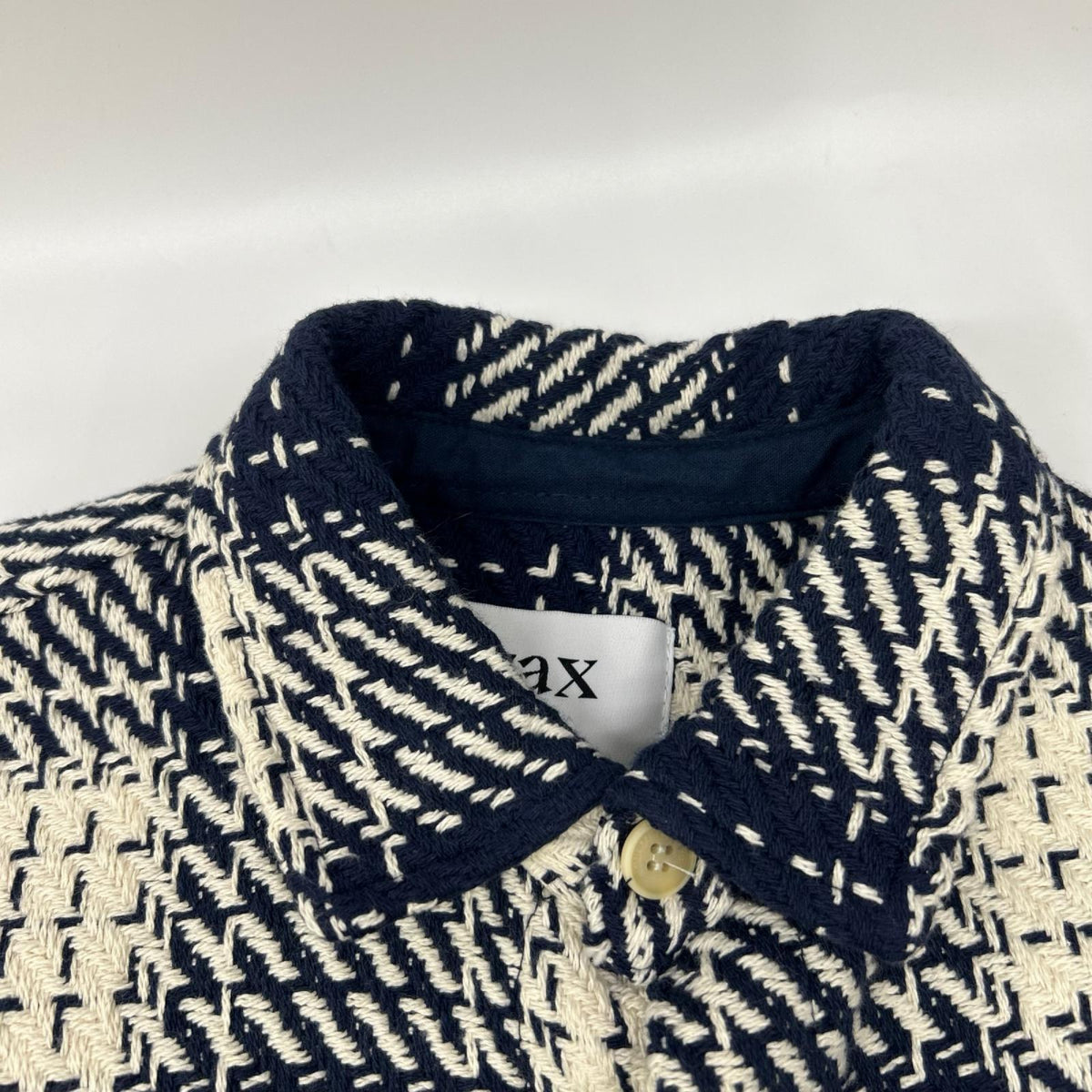 WAX Whiting Overshirt Check Cotton Jacket Navy/White Size M