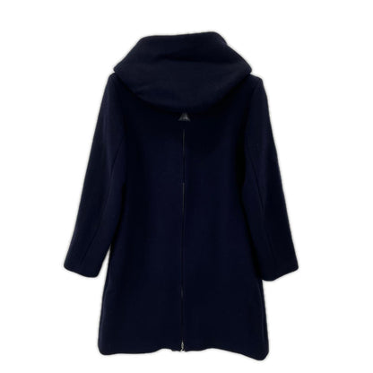MIDDLA Navy Wool Double-Breasted Hooded Long Coat Size 1