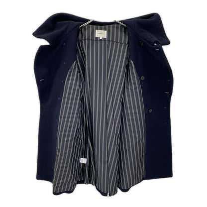MIDDLA Navy Wool Double-Breasted Hooded Long Coat Size 1