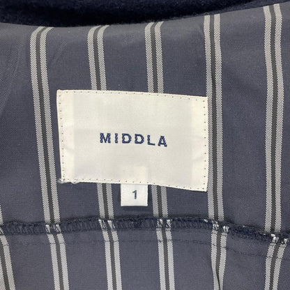 MIDDLA Navy Wool Double-Breasted Hooded Long Coat Size 1