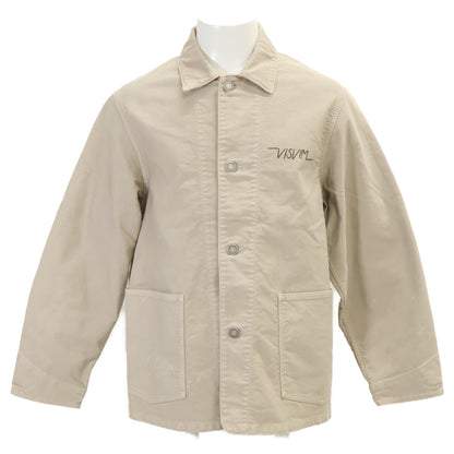 VISVIM Damaged G.Cords Back Embroidered Jacket Beige Size 1