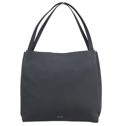 TUMI Shrunken Leather Side Accordion Tote Bag Black
