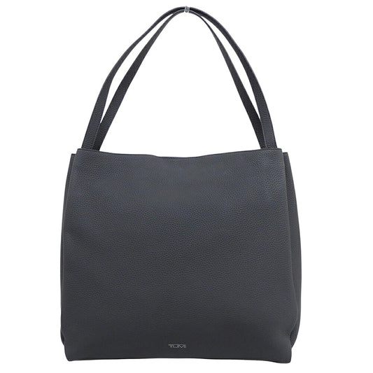 TUMI Shrunken Leather Side Accordion Tote Bag Black