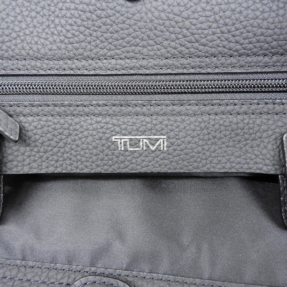 TUMI Shrunken Leather Side Accordion Tote Bag Black
