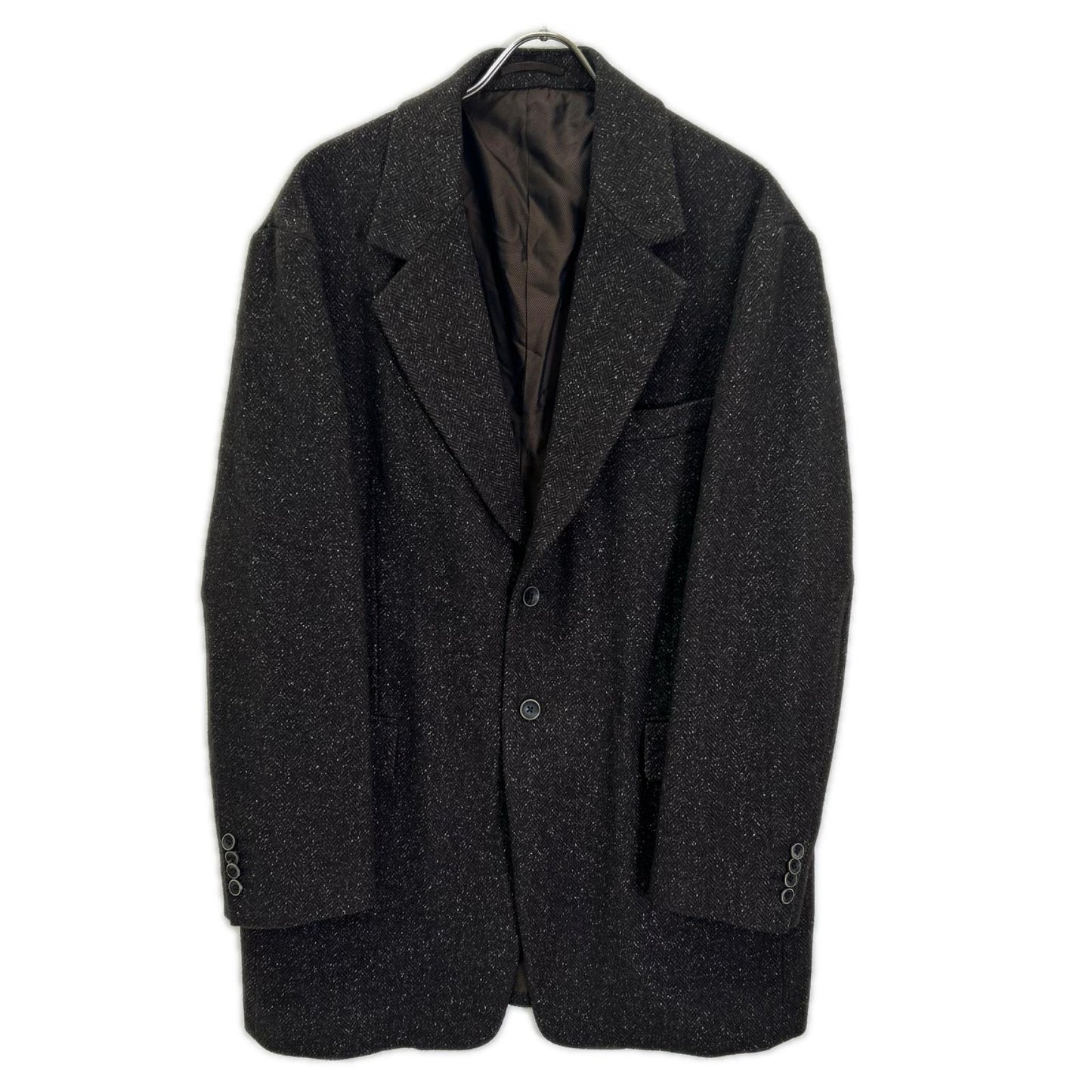 EL 25AW Brown Wool Silk Herringbone 2-Button Blazer Size 3