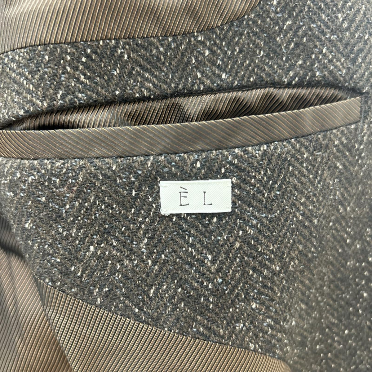 EL 25AW Brown Wool Silk Herringbone 2-Button Blazer Size 3
