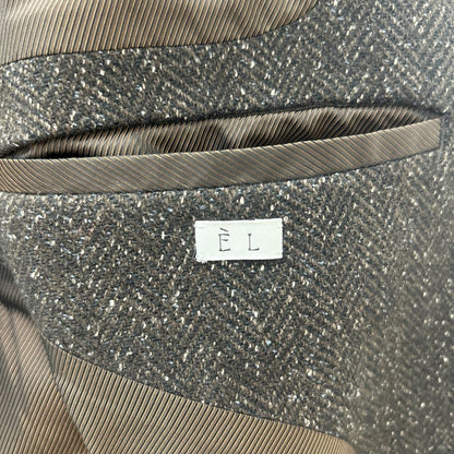 EL 25AW Brown Wool Silk Herringbone 2-Button Blazer Size 3