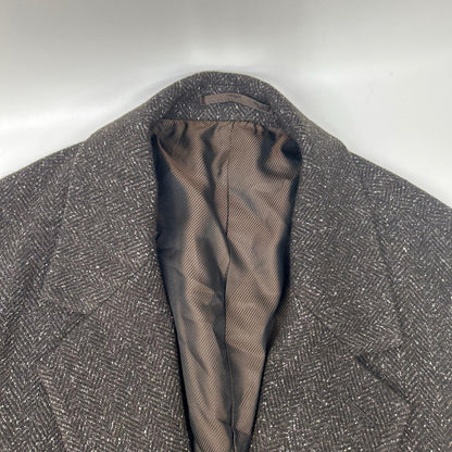 EL 25AW Brown Wool Silk Herringbone 2-Button Blazer Size 3