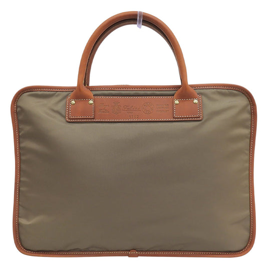 Felisi Slim Briefcase Business Bag Khaki/Brown Nylon/Leather