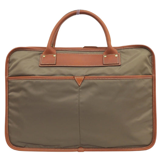 Felisi Slim Briefcase Business Bag Khaki/Brown Nylon/Leather