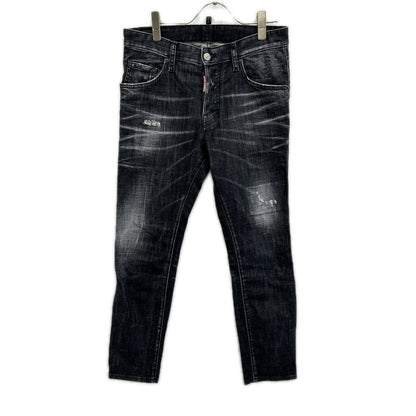 DSQUARED2 S74LB1617 Skater Faded Black Wash Jeans Size 44