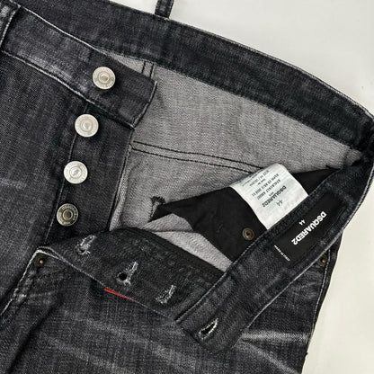 DSQUARED2 S74LB1617 Skater Faded Black Wash Jeans Size 44
