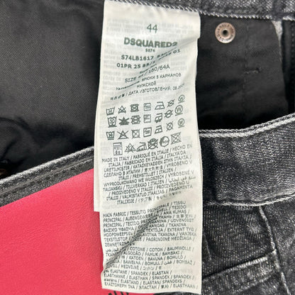 DSQUARED2 S74LB1617 Skater Faded Black Wash Jeans Size 44