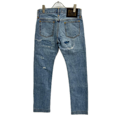 DOLCE&GABBANA Distressed Skinny Denim Light Indigo Size 44