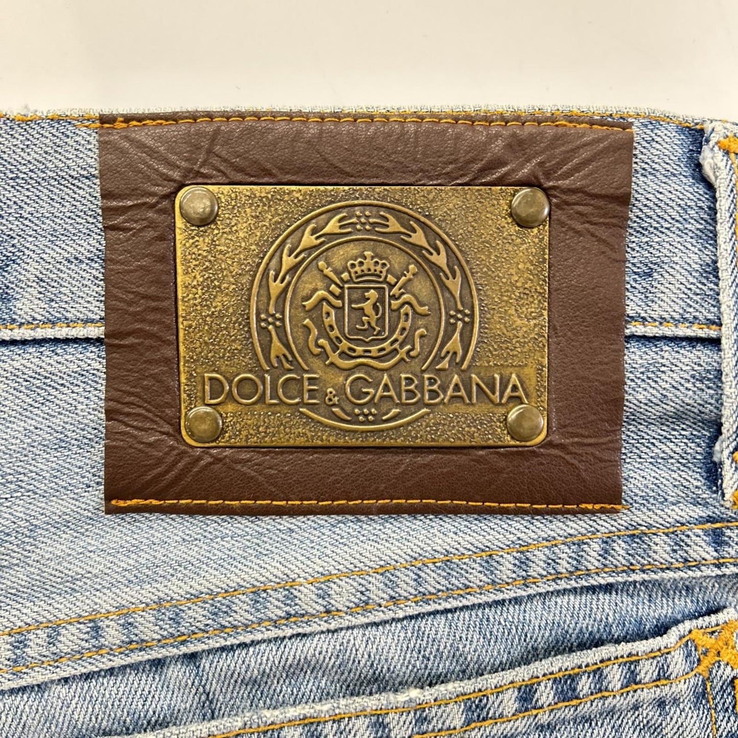 DOLCE&GABBANA Distressed Skinny Denim Light Indigo Size 44