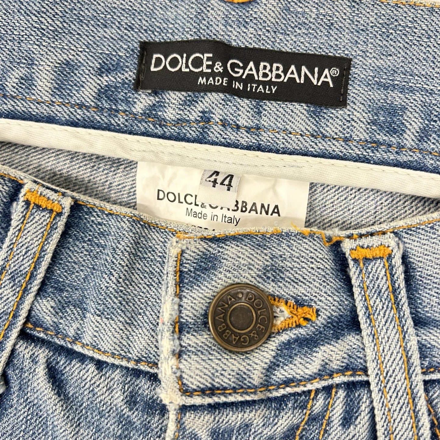 DOLCE&GABBANA Distressed Skinny Denim Light Indigo Size 44