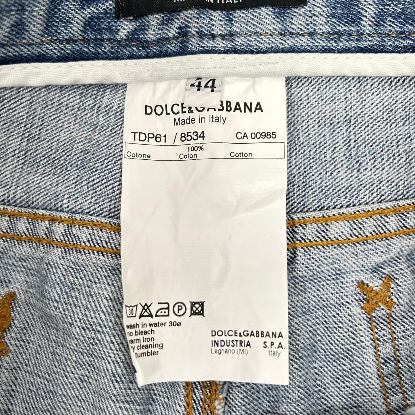 DOLCE&GABBANA Distressed Skinny Denim Light Indigo Size 44