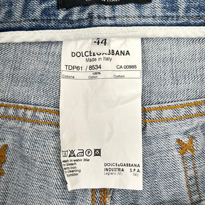 DOLCE&GABBANA Distressed Skinny Denim Light Indigo Size 44