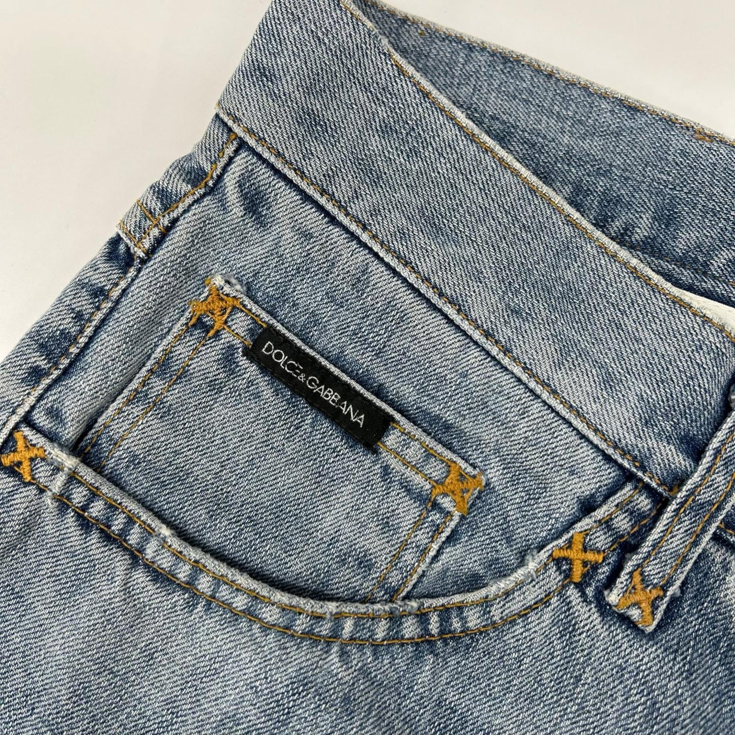 DOLCE&GABBANA Distressed Skinny Denim Light Indigo Size 44