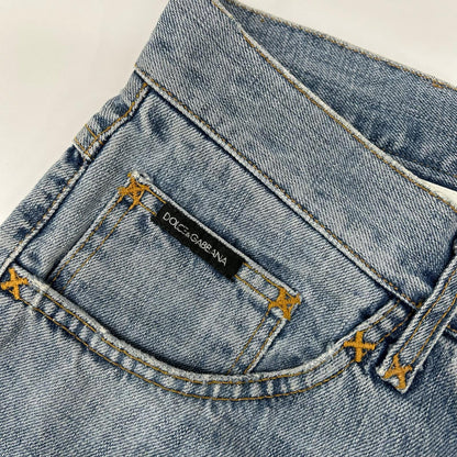 DOLCE&GABBANA Distressed Skinny Denim Light Indigo Size 44