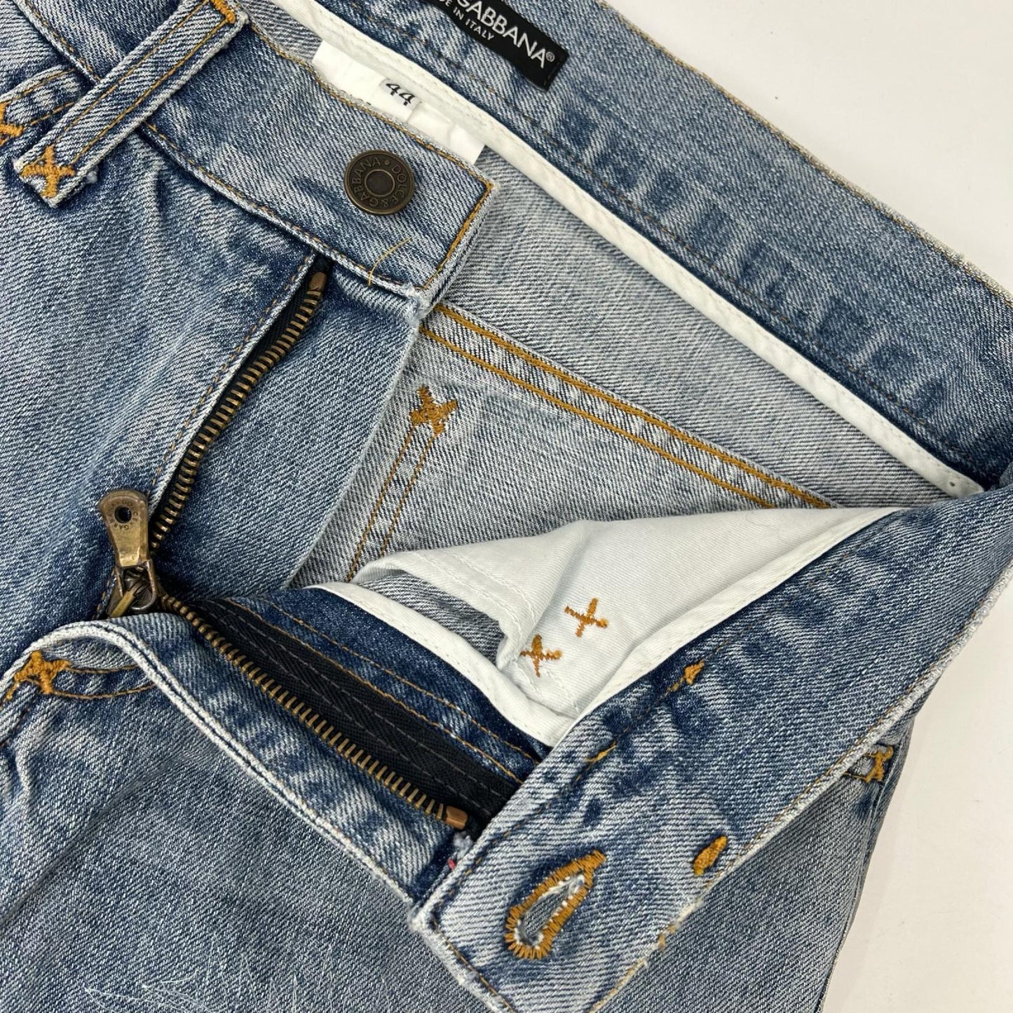 DOLCE&GABBANA Distressed Skinny Denim Light Indigo Size 44