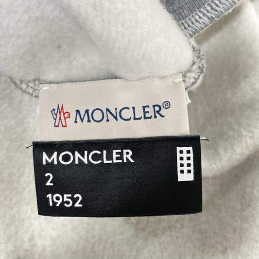 MONCLER Genius 2 1952 Face Embroidered Grey Cotton Sweatshirt Size XXL