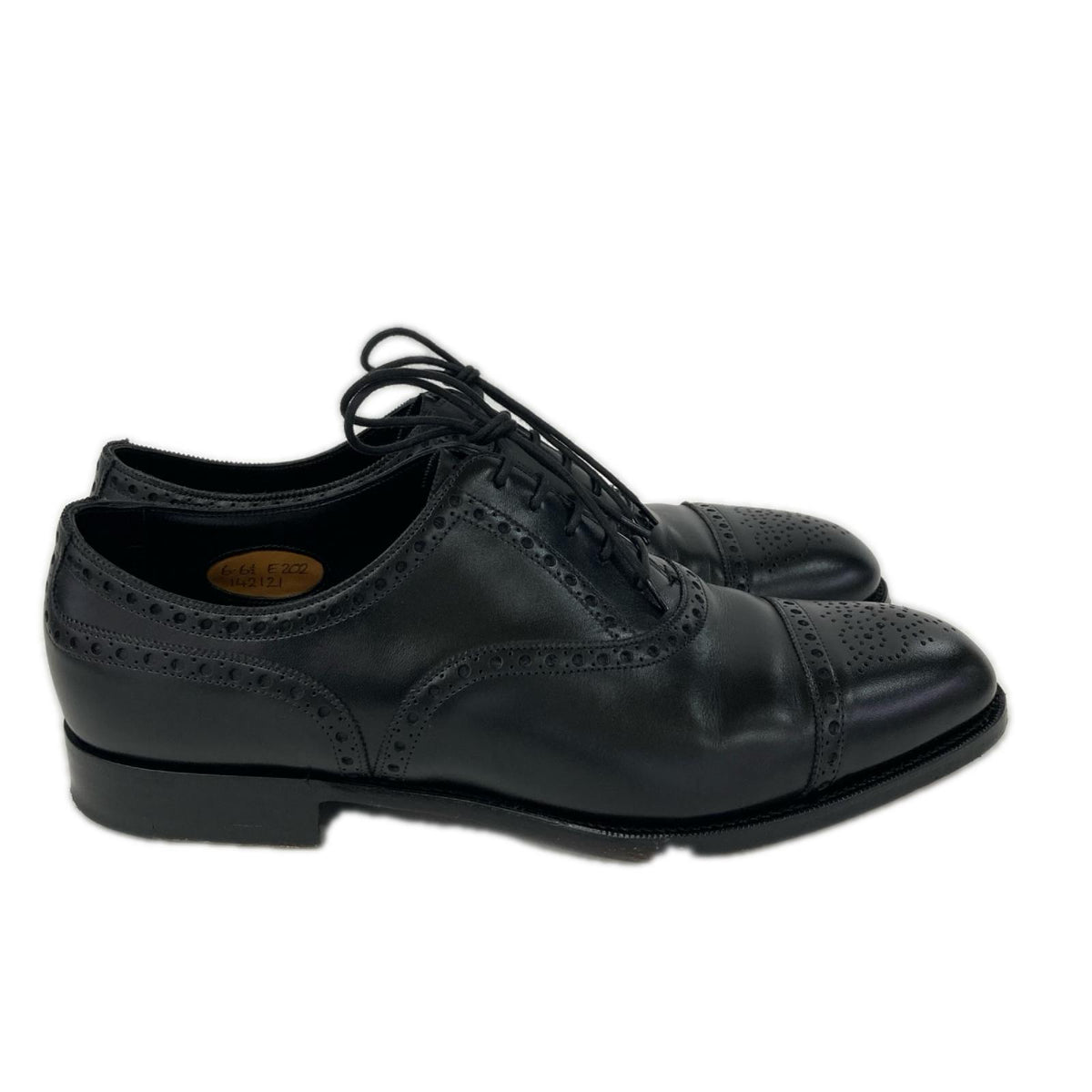 Edward Green Cadogan 202 Last Punched Toe Black Shoes Size UK 6.5
