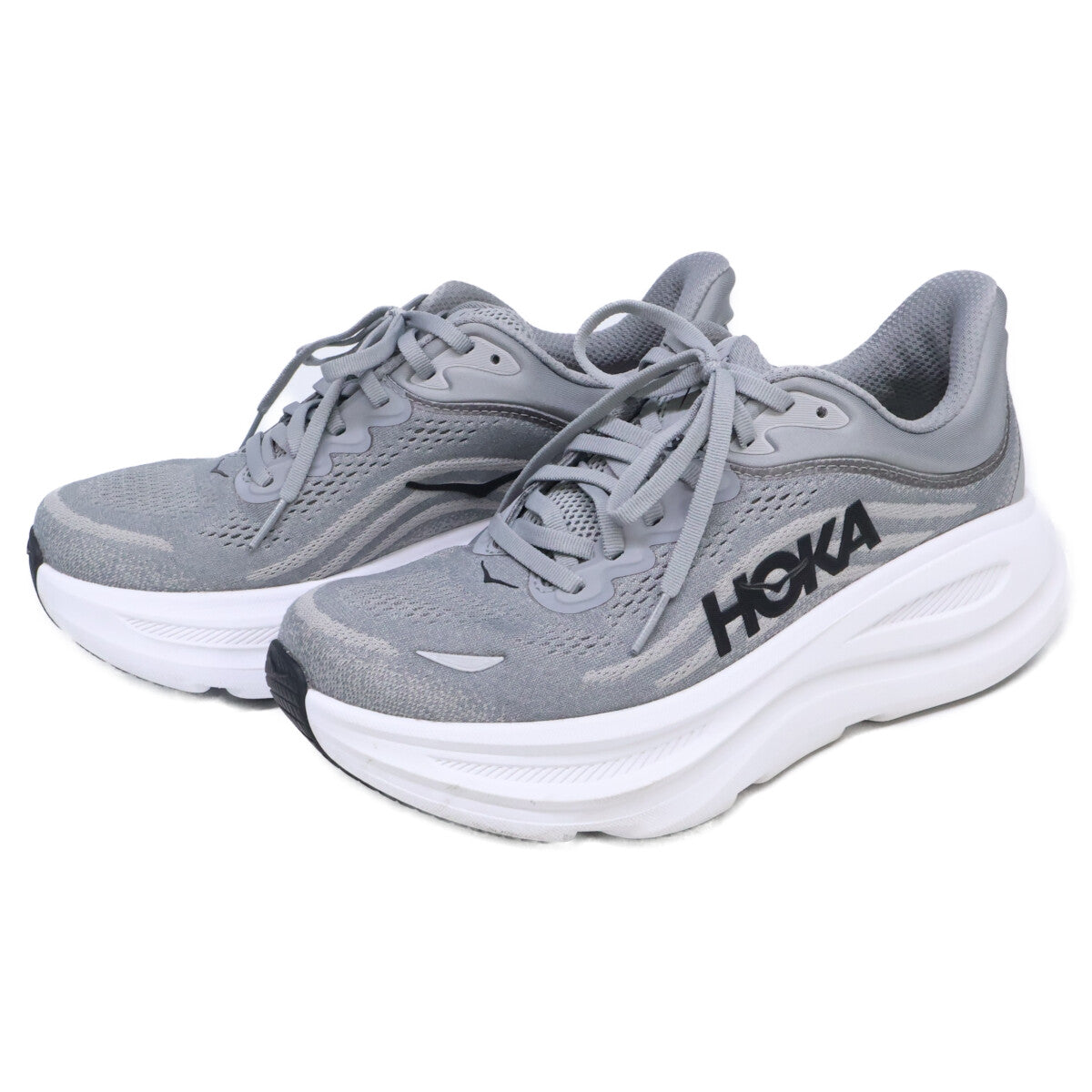 HOKAONEONE M Bondi 9 Wide Mesh Running Sneakers Gray Size 25
