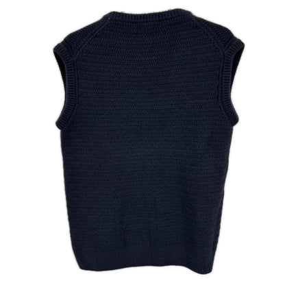 Cruciani CU24.211 Navy V-Neck Wool Knit Vest Size 52