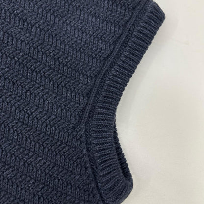 Cruciani CU24.211 Navy V-Neck Wool Knit Vest Size 52