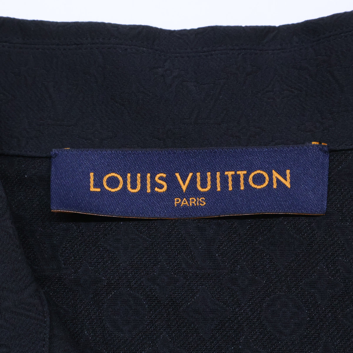 LOUIS VUITTON '25 Mini Monogram Silk Open Shirt Black Size M