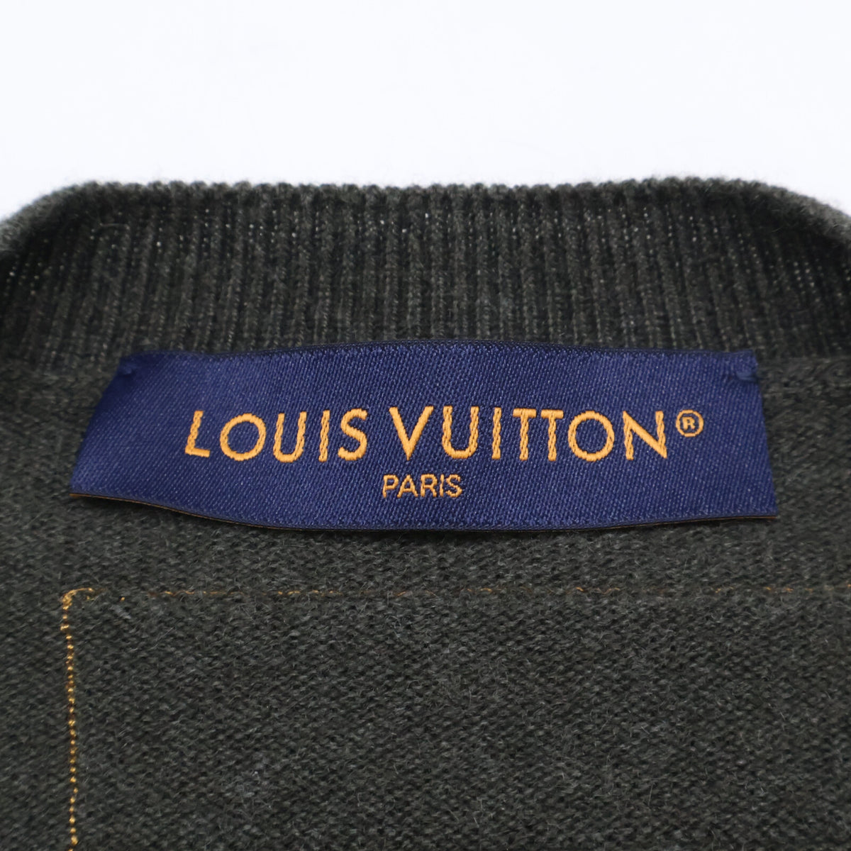LOUIS VUITTON 23' LV Embossed Cashmere Sweater Khaki Size XL