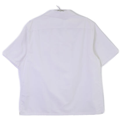 PRADA Logo Embroidered Short Sleeve Open Shirt White Size L