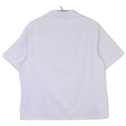 PRADA Logo Embroidered Short Sleeve Open Shirt White Size L