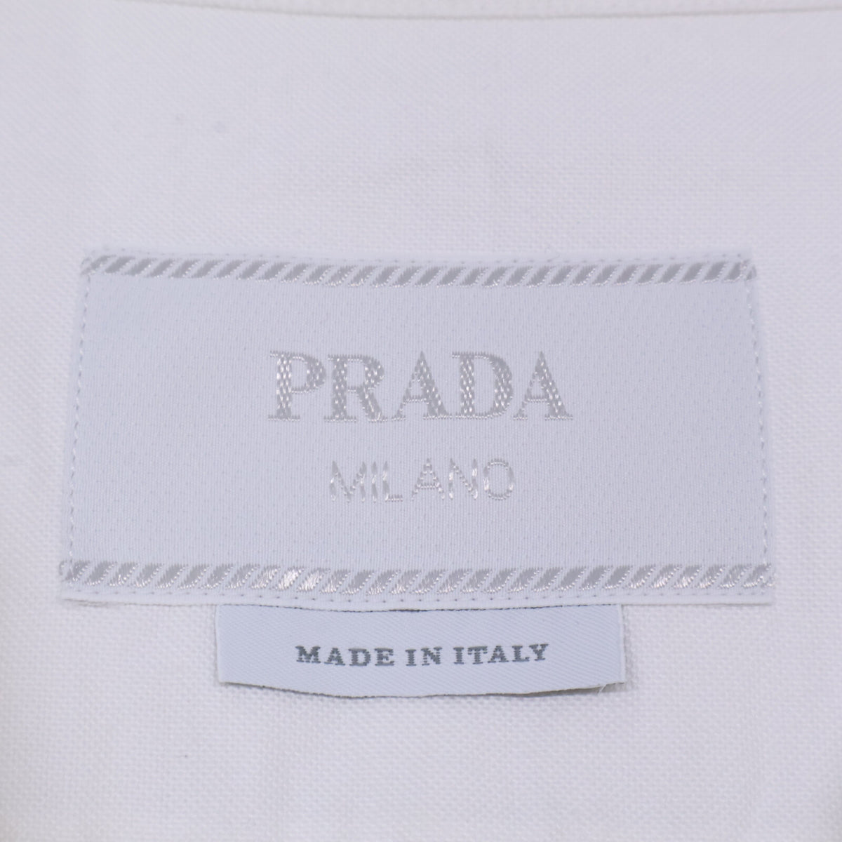 PRADA Logo Embroidered Short Sleeve Open Shirt White Size L
