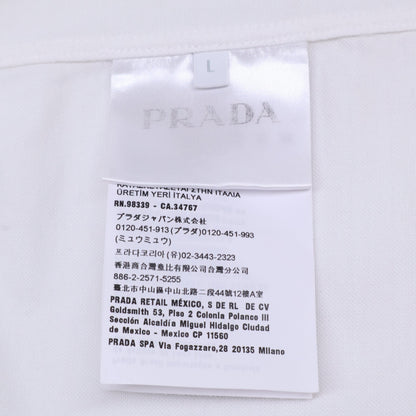 PRADA Logo Embroidered Short Sleeve Open Shirt White Size L
