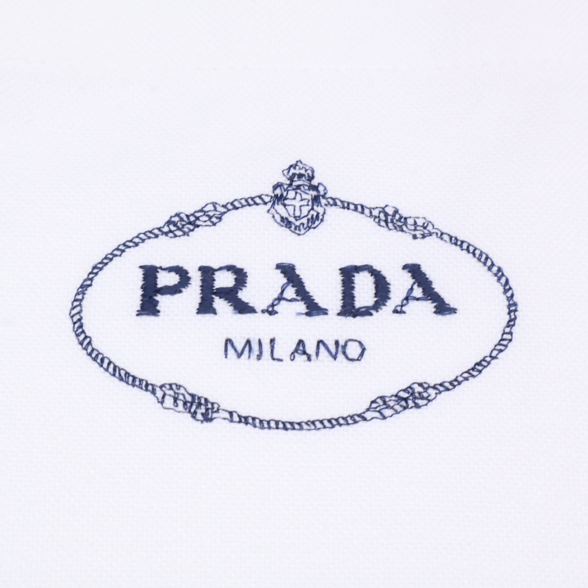 PRADA Logo Embroidered Short Sleeve Open Shirt White Size L