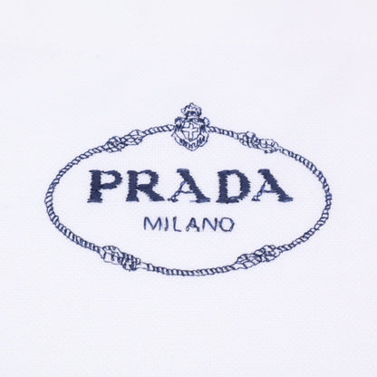 PRADA Logo Embroidered Short Sleeve Open Shirt White Size L