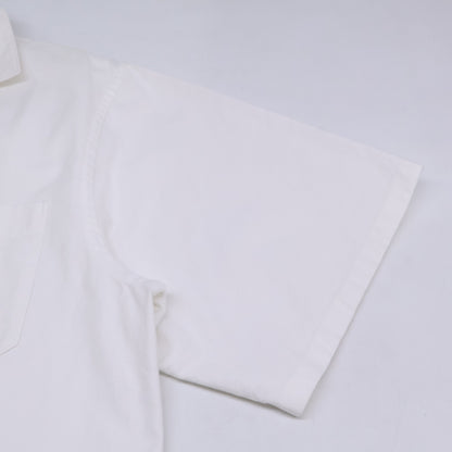 PRADA Logo Embroidered Short Sleeve Open Shirt White Size L