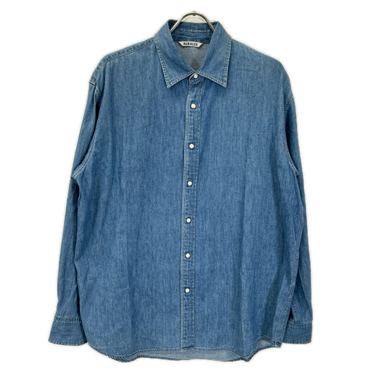 AURALEE 24SS Washed Indigo Selvedge Denim Shirt Size 4