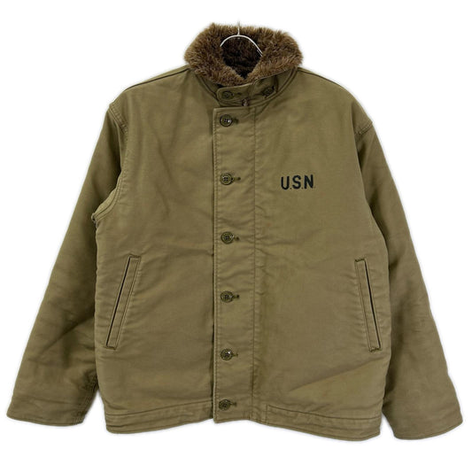 HOUSTON Khaki Full-Zip N-1 Deck Jacket Size 38