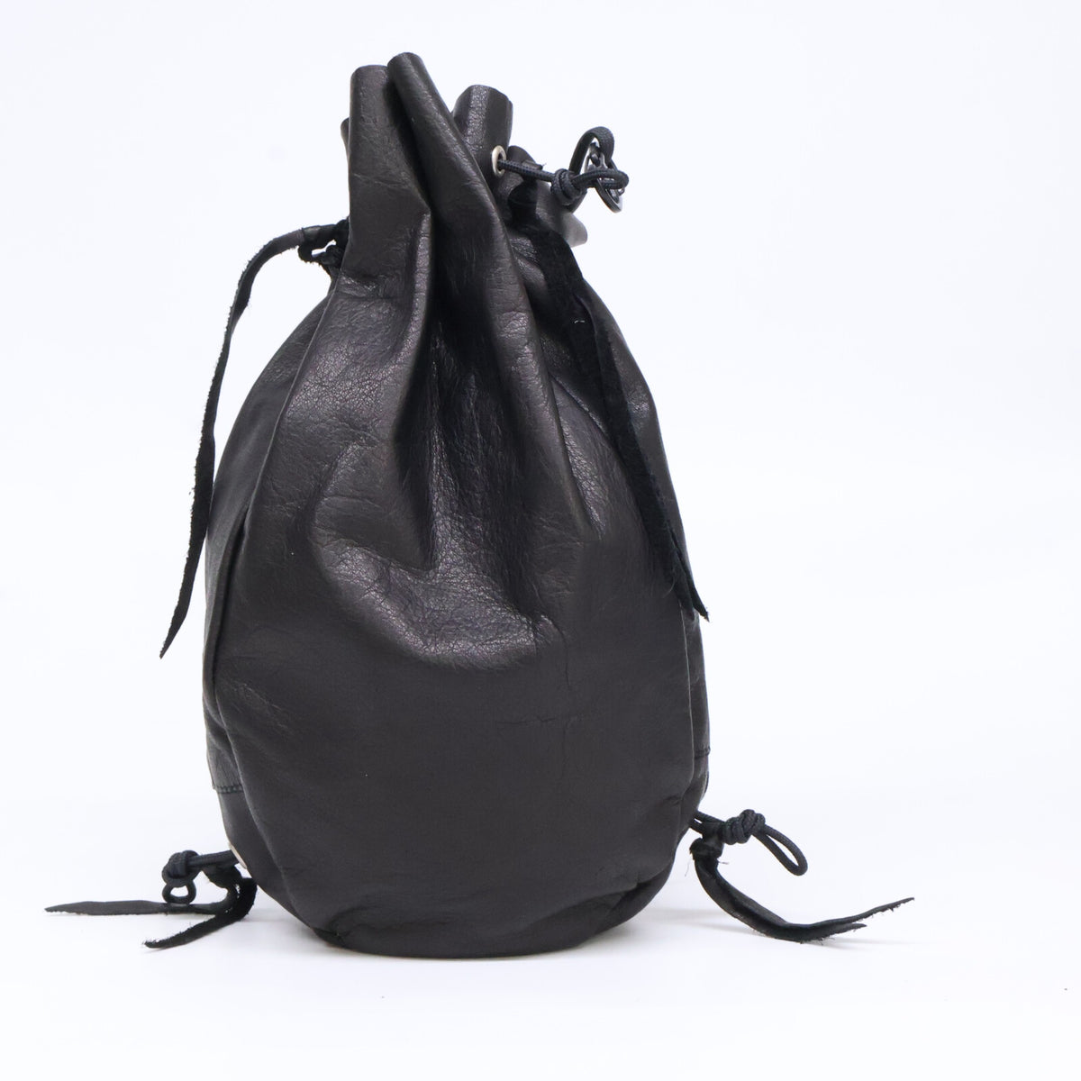 South2 West8 Kinchaku Leather Mini Shoulder Bag Black