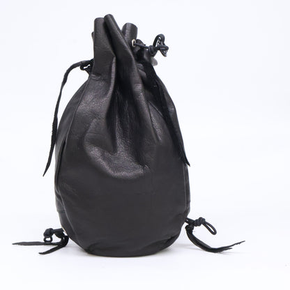 South2 West8 Kinchaku Leather Mini Shoulder Bag Black